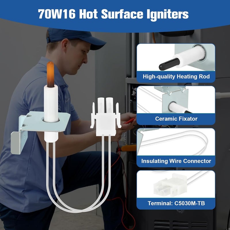 MOHTOL بديل موقد 70W16 معزز لشرارة السطح الساخن متوافق مع لينكس إيمرسون أرمسترونغ وايت رودجرز شرارة السيليكون نيتريد، 789A-801A1 استبدال LB-112237B 41-430N موقد شرارة - Image 4